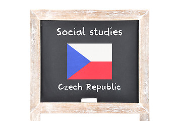 Image showing Social studies with flag on board