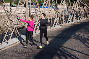 Image showing young  couple jogging