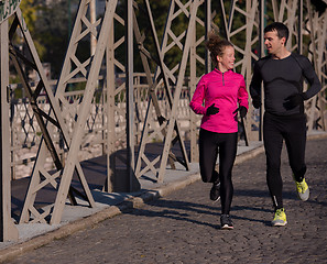 Image showing young  couple jogging