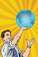 Image showing Man holding planet Earth in hand