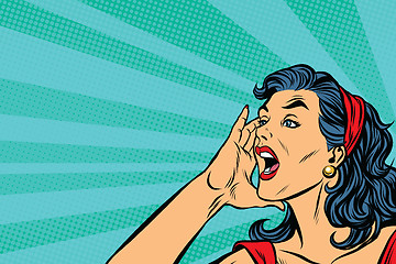 Image showing Pop art retro girl screams