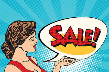 Image showing Pop art girl and sales