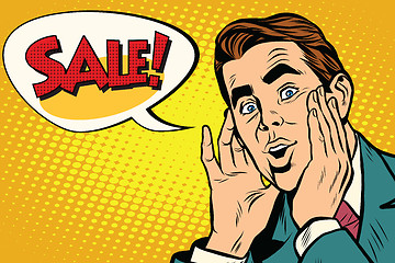 Image showing Wow man sale pop art illustration