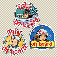 Image showing set of stickers baby on board