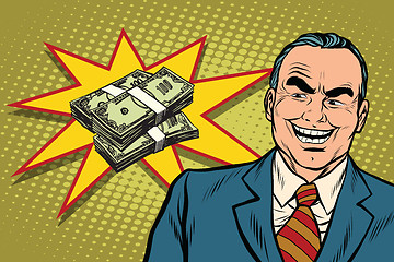 Image showing Boss businessman laughs, have a lot of money