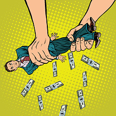 Image showing Female hands squeeze men money