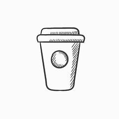 Image showing Disposable cup sketch icon.