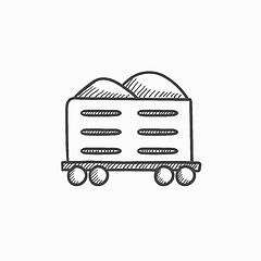 Image showing Cargo wagon sketch icon.