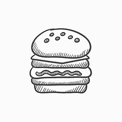 Image showing Double burger sketch icon.