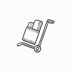 Image showing Shopping handling trolley sketch icon.