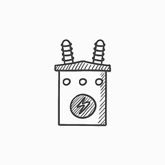 Image showing High voltage transformer sketch icon.