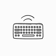 Image showing Wireless keyboard sketch icon.