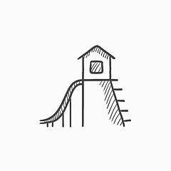 Image showing Playhouse with slide sketch icon.