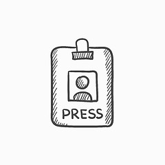 Image showing Press pass ID card sketch icon.