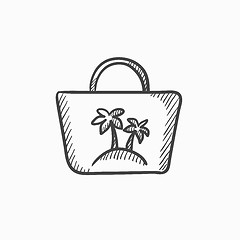 Image showing Beach bag sketch icon.
