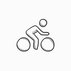 Image showing Man riding  bike sketch icon.