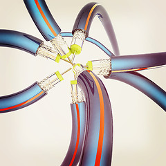 Image showing Cables for high tech connect. 3D illustration. Vintage style.