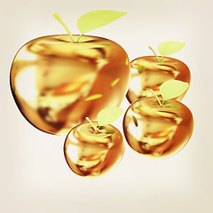 Image showing Gold apples. 3D illustration. Vintage style.