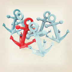 Image showing anchors. 3D illustration. Vintage style.