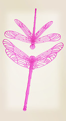 Image showing Dragonfly. 3D illustration. Vintage style.