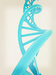 Image showing DNA structure model on white. 3D illustration. Vintage style.