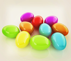 Image showing Colored Eggs on a white background. 3D illustration. Vintage sty