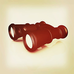 Image showing binoculars. 3D illustration. Vintage style.