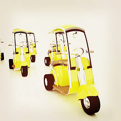 Image showing scooters. 3D illustration. Vintage style.