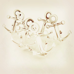 Image showing anchors. 3D illustration. Vintage style.