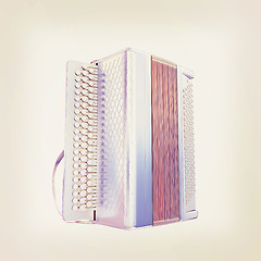 Image showing Musical chrome icon instruments - bayan. 3D illustration. Vintag