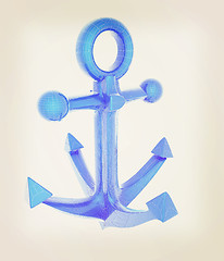 Image showing anchor. 3D illustration. Vintage style.