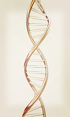 Image showing DNA structure model on white. 3D illustration. Vintage style.