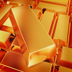 Image showing gold bars. 3D illustration. Vintage style.