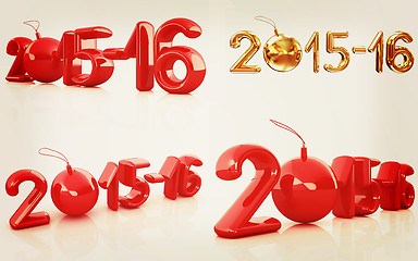 Image showing Happy new 2016 year set. 3D illustration. Vintage style.