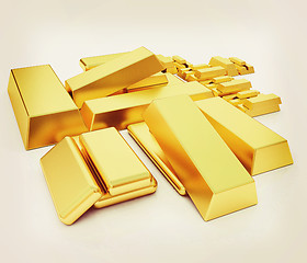 Image showing gold bars. 3D illustration. Vintage style.