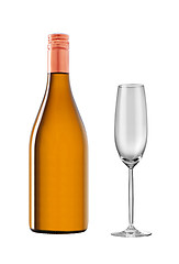 Image showing glass of champagne and bottle