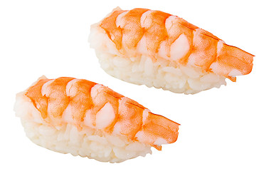 Image showing Sushi shrimp isolated on white