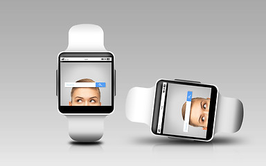 Image showing smart watches with internet search bar on screen
