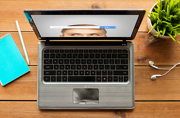 Image showing close up of laptop with internet search bar