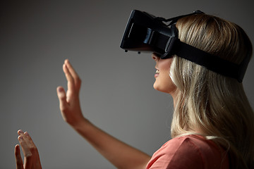 Image showing woman in virtual reality headset or 3d glasses