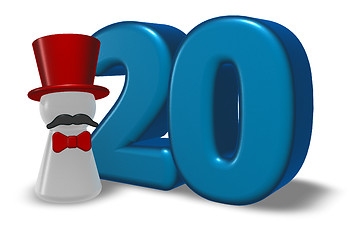 Image showing number twenty and pawn with hat and beard - 3d rendering