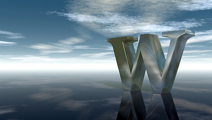 Image showing metal uppercase letter w under cloudy sky - 3d rendering