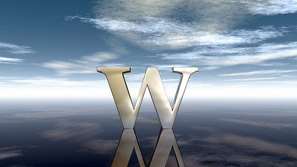 Image showing metal uppercase letter w under cloudy sky - 3d rendering