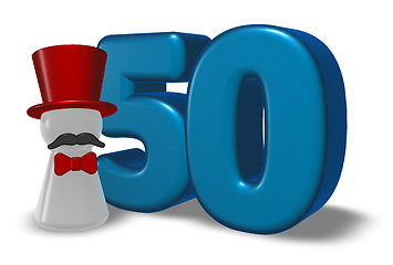 Image showing number fifty and pawn with hat and beard - 3d rendering