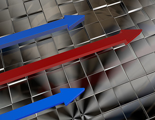 Image showing three arrows on cubes background - 3d illustration