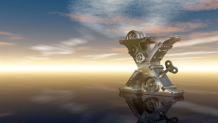 Image showing machine letter x under cloudy sky - 3d illustration