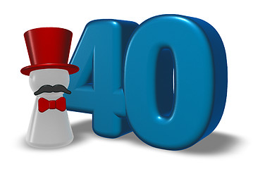 Image showing number forty and pawn with hat and beard - 3d rendering