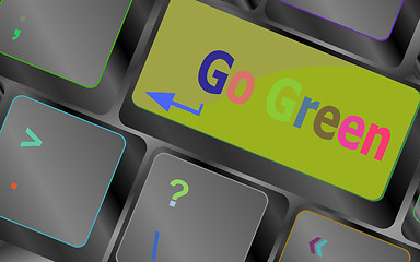 Image showing A keyboard with a key reading Go Green vector keyboard key. keyboard button. Vector illustration