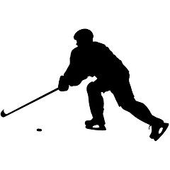 Image showing silhouette of hockey player. Isolated on white. 