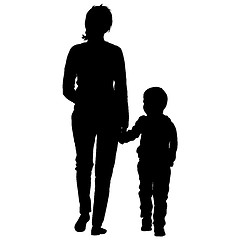 Image showing Black silhouettes Family on white background. illustratio